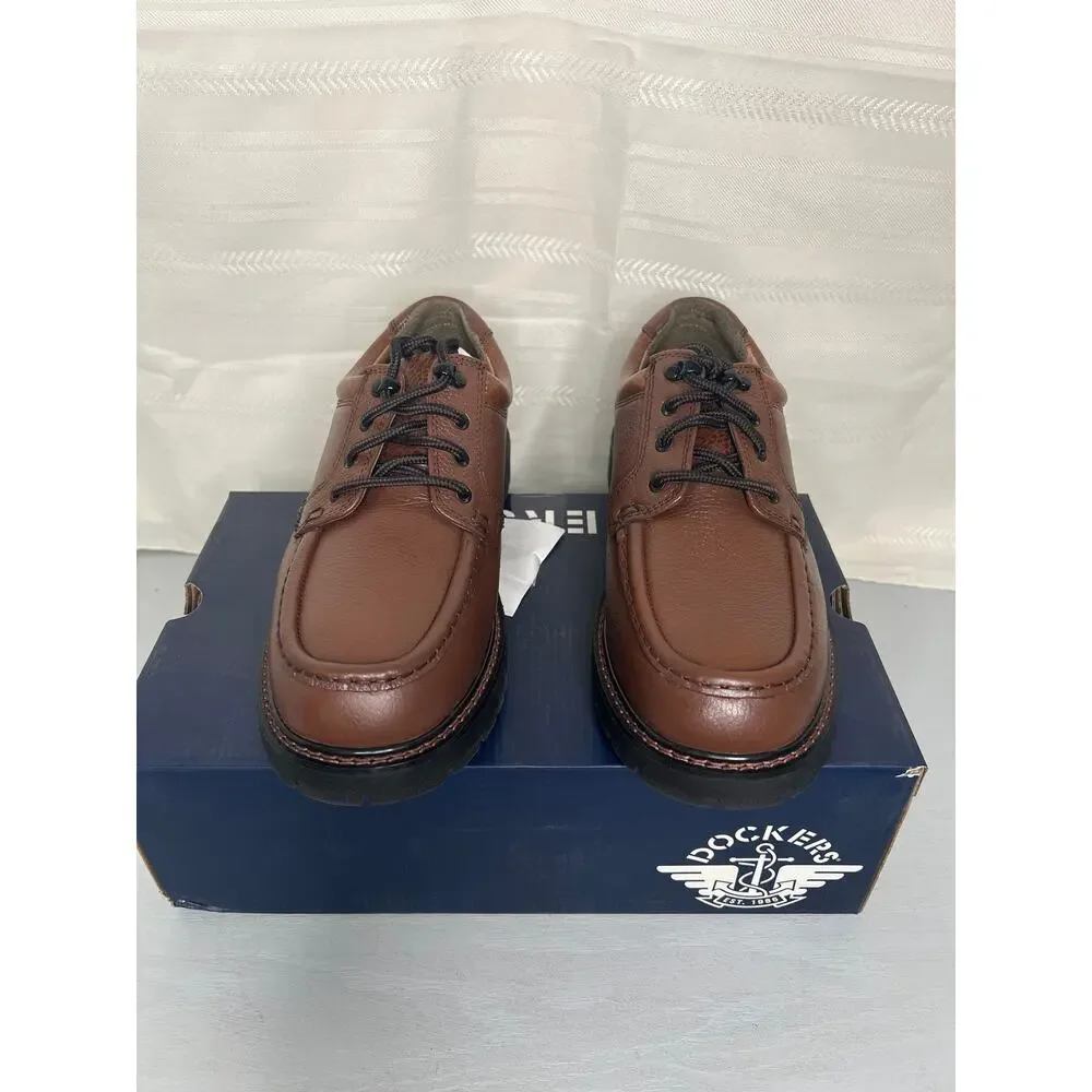 Dockers Glacier Men's Casual Leather Oxford Shoes Dark Tan Size 9.5 W Wide
